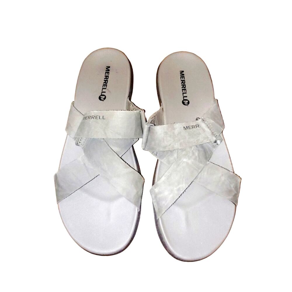 Merrell Womens Select Grip Slide On Gray Sandals Shoes Size 10